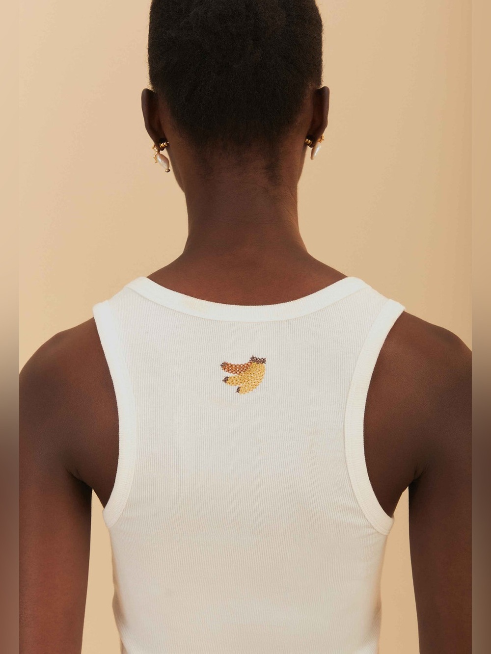 Farm Rio: Banana Embroidered Off White
Tank Top